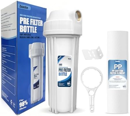 Whole House Water Filter Housing, Fit 10"x2.5" Sediment etc Filters for Well and City Water, Pre-Filtration System for Home, 3/4" Brass Port, Heavy Duty Steel Bracket, 4 Screws, Wrench, 1 Pp Cotton by ZuanXin