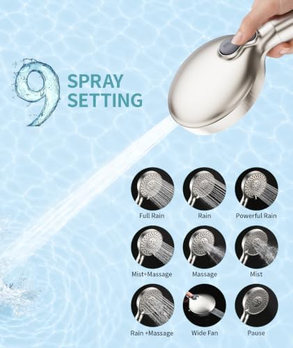 SR SUN RISE Filtered Shower Head with Handheld High Pressure 9 Spray Mode Showerhead Detachable Shower Head Water Softener Filters Beads for Hard Water Remove Chlorine 4 Filters Light Champagne - Image 4