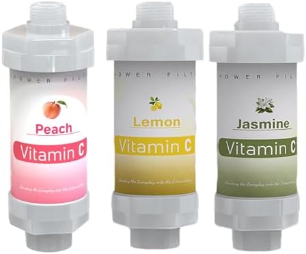 3 Pack Vitamin C Shower Head Filter for Hard Water Filter Bathtub Shower Aromatherapy Replacement Cartridge Bathroom Accessories Remove Chlorine Fluoride Heavy Metals Peach Jasmine Lemon by Unknown