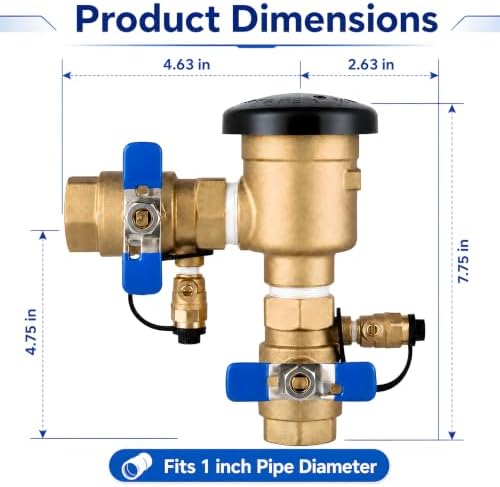 2 Pack 1 Inch Backflow Preventer, Brass Pressure Vacuum Breaker Assembly, 400 PSI Sprinkler Backflow Valve for Lawn Irrigation, Garden Water Lines and Outdoor Anti-Siphon Protection - Image 2