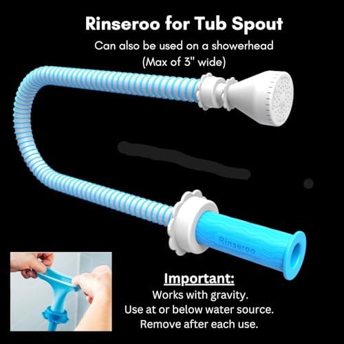 Rinseroo Tub Hose & Replacement Connectors Bundle: No-install, Ultra Flex Hose & 2 Pack Slip-On Hose Attachments for Hair Washing, Baby or Dog Bath - Fits All Spouts Up to 3" Wide - Image 4