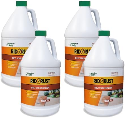 RID-O-RUST Outdoor Liquid Rust Stain Remover, Removes Stains, Calcium, and Limescale from Concrete, Vinyl Siding, and More, 1 Gallon Bottles (4 Pack) by Pro+Products%2C+LLC