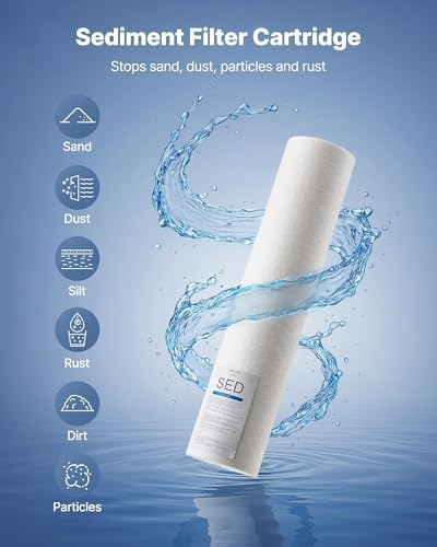 VEVOR Sediment Water Filter Cartridge, Universal Fit 20 x 4.5 Inch, 5 Micron SED Whole House Replacement Filter, 100,000 Gal Capacity, Reduces Sand, Rust, Dirt, and Particles, 2Pack - Image 2
