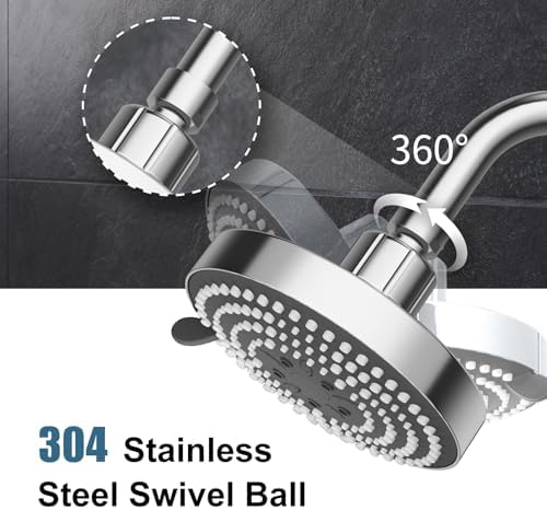 OFFO Shower Head, High Pressure Shower Head with 6 Mode, Fixed Showerheads for Strong Water Flow & Relaxing Shower Experience, Chrome - Image 6