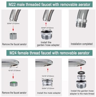 Faucet Adapter with Aerator, Sink Faucet to Garden Hose Adapter, Chrome - Image 3