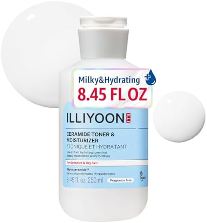 Illiyoon Ceramide ATO Moisturizing Milky Toner | Lightweight Milky Essence, 2-in-1 Hydrating Facial Toner for Dry & Sensitive Skin, Barrier Repair, Fragrance-Free, Korean Skincare, 8.45 fl.oz. by ILLIYOON