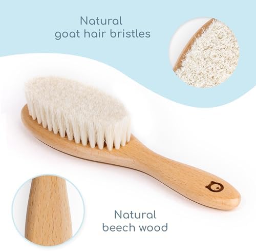 Soft Wooden Baby Hair Brush for Newborns & Toddlers in Chic Gift Box - Image 4