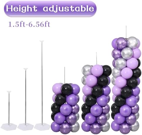 Purple and Black Silver Balloon Column Stand Kit Set of 2 for Floor - Image 4