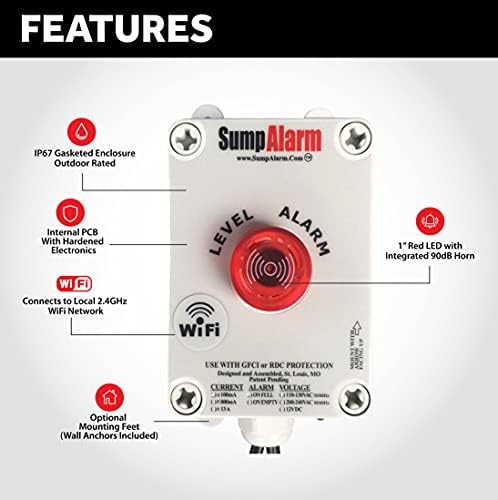 Sump & Pump Alarm WiFi Water Sensor with 16 Float Switch, Weatherproof Water Detector for Indoor/Outdoor Use, Free Email Alert & Server-Side Backup - Image 2