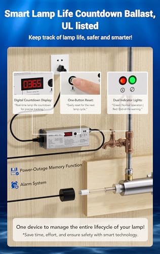 HQUA-OWS-12T 120V 40W 12GPM Whole House Ultraviolet Water Purifier Filter, + 2 Extra UV Bulbs,with Lamp Rated Life 365 Days Ballast - Image 3