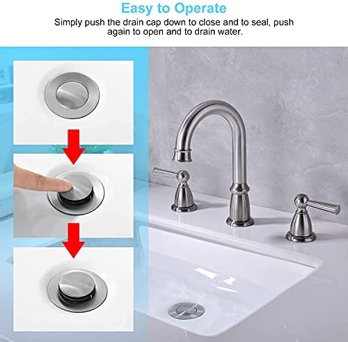 CREA Bathroom Sink Drain, Bathroom Sink Stopper with Drain Hair Catcher Pop Up Drain 1 1/2" for Bathroom Vanity Kitchen Sink with Overflow, Brushed Nickel - Image 5