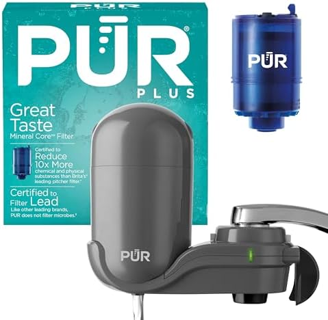 PUR Plus Faucet-Mount Water Filtration System, Lead-Reducing Filter, Grey by PUR