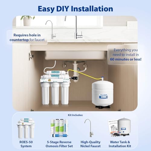 APEC Water WQA Certified 5-Stage Under Sink Reverse Osmosis Water Filter System, Brushed Nickel, Certified Ultra Safe Drinking Water Filter System, Reduces 99.99% of Contaminants, DIY Install - Image 3