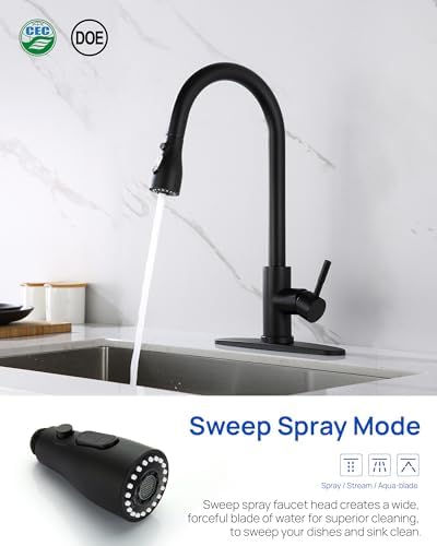 J-HVA Pull Down Kitchen Faucet Sprayer Head Replacement Part, Matte Black - Image 3