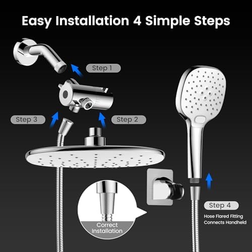 10" Rain Shower Head with Handheld Spray, Dual High Pressure Showerhead - Image 6