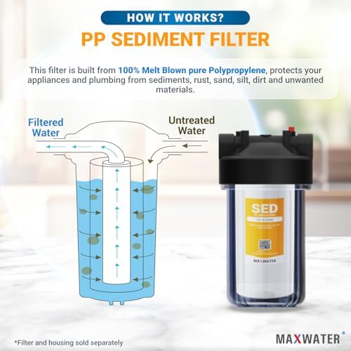 Max Water 5 Micron 10 x 4.5 inch Whole house Sediment Water Filter | Meltblown Polypropylene Well Water Filter Replacement Cartridges for DGD-5005, AP810, SDC-45-1001, GXWH30C, PP10BB (12 Pack) - Image 4