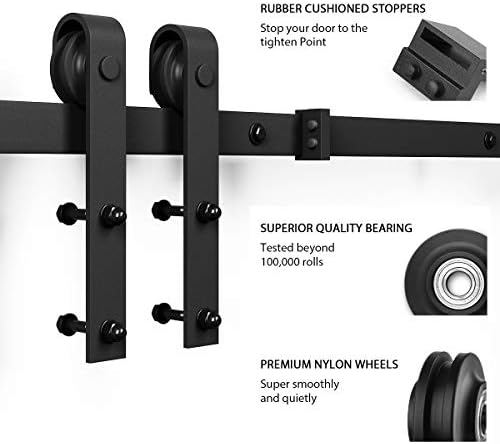 SMARTSTANDARD 11 FT Double Barn Door Hardware Kit, Fit 30-33" W Doorpanel - Image 7