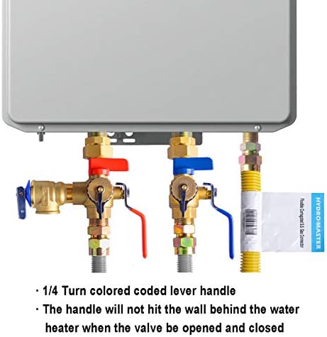 HYDRO MASTER Tankless Water Heater Service Valve Kit with Pressure Relief Valve 3/4-Inch IPS Isolator Clean Brass - Image 7