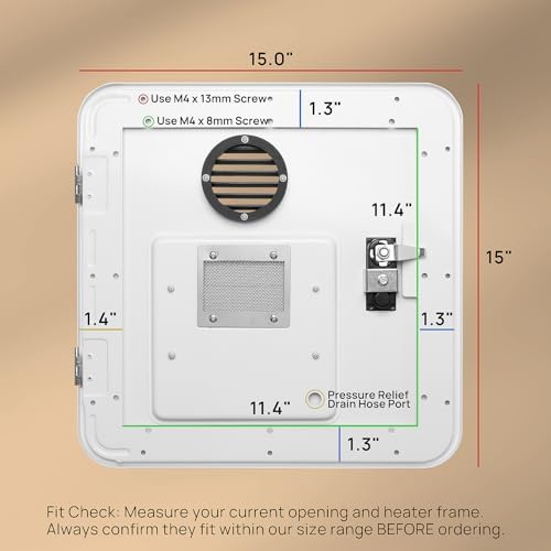 TURBRO 15 x 15 in RV Water Heater Door Kit, for 4/6-Gallon - Image 3