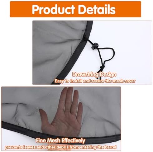 2pcs 37.4 Inch Replacement Screen for Rain Barrel, Rain Barrel Mesh Cover with Adjustable Drawstring, Water Collection Bucket Net Tank Protector for Outdoor Garden Accessories Preventing Fallen Leaves - Image 3
