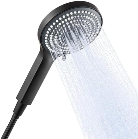 OFFO Handheld Shower Head Set, 6-Mode High Pressure Handheld Sprayer with 60 in Stainless Steel Shower Hose, High Flow Large Powerful Boosting Handheld Showerhead for Low Water Pressure, Matte Black by OFFO
