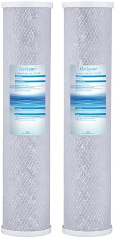 Geekpure 20-Inch Universal Compatible Big Blue Carbon Block Water Filter Cartridge Remove Chlorine Taste Odors- 4.5 Inch x 20 Inch -5 Micron by Geekpure