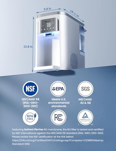 NOVETE Reverse Osmosis Water Filter Countertop, Cold Water Down to 33 ℉, NSF/ANSI 42/58 Certified, 4 : 1 Pure to Drain, 8-Stage UV RO Water Filtration System, CRF0A-QS, White - Image 6