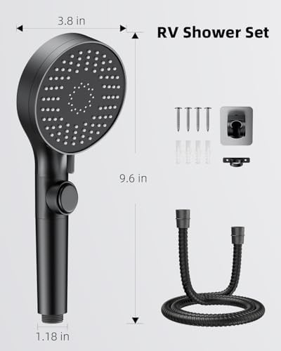 RV Shower Head with Stainless Steel Hose, 5 Mode High Pressure Shower Head with Handheld On Off Switch, Camper Shower Head Replacement for RV, Travel Trailer, Motorhome, RV Accessories Part, Black - Image 7