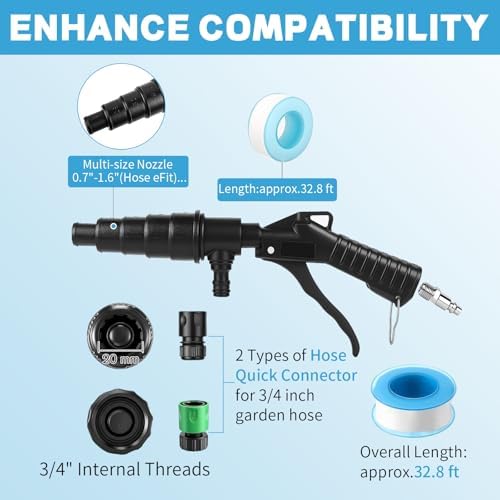 Coolant Flush Gun, Lever Action Heater Core Flush Kit with 3 Hose adapters (5/8 ", 3/4", 1/2 "), Radiator/Cooling System Flush kit for Automotive Coolant Flush, Nozzles Fit 19-40 mm Hoses - Image 4