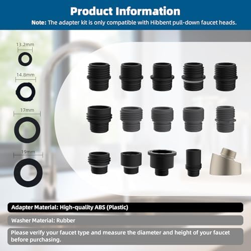 Hibbent 15 Pieces Pull Down Kitchen Faucet Head Adapter Kits with Curved Adapter, Multiple Sink Spray Head Adapters Compatible with Moen, American Standard, Delta, Kohler Faucets - Image 3