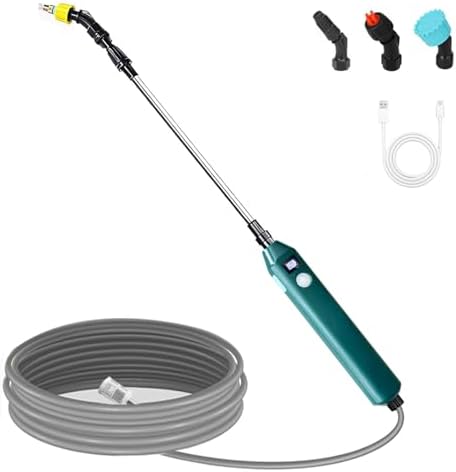 Battery Powered Sprayer Wand,Electric Plant Sprayer Telescopic Watering Wand with 16.4FT Hose,Rechargeable Electric Watering Sprayer Handle with 3 Adjustable Nozzles & Filter for Lawn, Yard and Garden by YASIMIAHIKINGBACKPACK