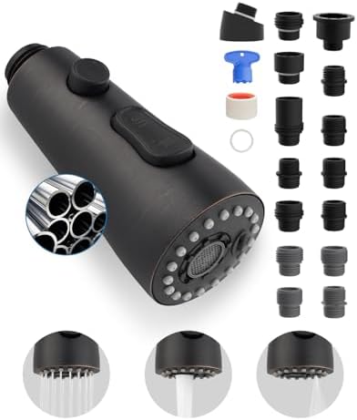 Stainless Faucet Head Replacement, 3 Modes 15 Adapters, Oil Rubbed Bronze by Greatcomfortathome