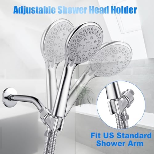 Detachable Handheld Shower Head with Hose - High pressure 5 Functions Showerheads Hand Held Shower Heads,Extra Long 4.7 ft. Stainless Steel Hose and Holder - Image 4