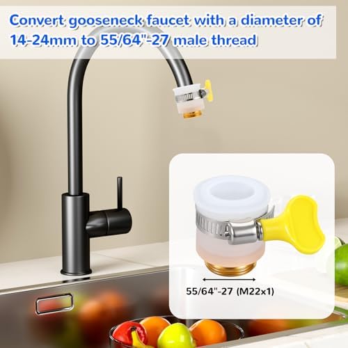 2 Pcs Faucet Hose Adapter, Kitchen Sink Faucet Adapter to Garden Hose Compatible with Multi-Water Filters, with 14-24mm Inner Diameter - Image 4