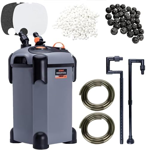 SUNWEN Aquarium External Ultra-Quiet Canister Filter, Fish Tank Water Circulation Filter with Filter Media 171/225/266/317/397GPH (SF-1800F-UV) - Image 4