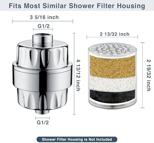 BRIGHT SHOWERS Shower Filter, High Output Shower Head Filter, 3-Stage Filtration for Hard Water & Chlorine Removal, Improves Skin, Hair & Nails, Universal Fit, Chrome - Image 6