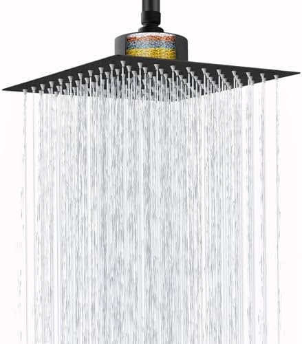 High Pressure Rain Shower Head with Filtered - 10" All Metal Square Showerhead Filter for Remove Chlorine and Harmful Substances, Matte Black by NuodanLuxuryShowerSystems