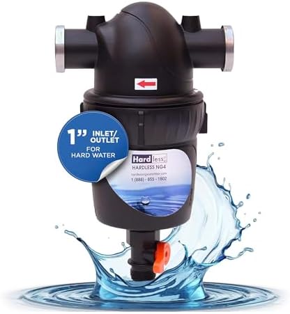 Hardless NG4 Whole House Water Filter - Salt-Free Softening Device - Reduces Limescale, Sediment & More - Compact, Easy to Install - Comes w/ 1" Inlet/Outlet- Filtration System for Hard Water by HardlessNG
