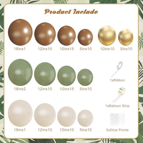 Sage Green Brown Balloon Arch Kit for Safari Jungle Baby Shower Decorations - Image 2