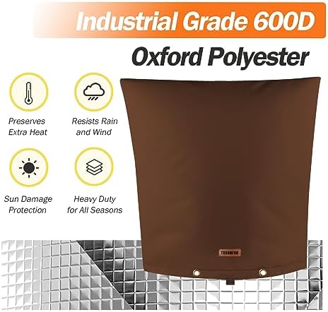 TOHONFOO Backflow Preventer Cover, Pipe Freeze Insulation, 24"Wx26"H, Brown - Image 6