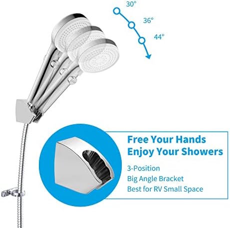 RV Shower Head with Hose, High Pressure Shower Head with Handheld On Off Switch, Travel Trailer, Motorhome and Boat and Camper Must Have RV Accessories Replacement Part, Chrome and White - Image 5