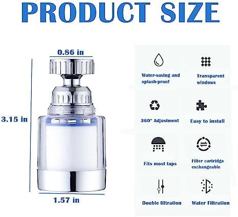 LiXiongBao 360 Rotating Faucet Water Purifier, Chlorine Reduction, Removes Fluoride, Heavy Metals, Softens Hard Water, Easy Installation, 4 Replacement Elements - Image 2