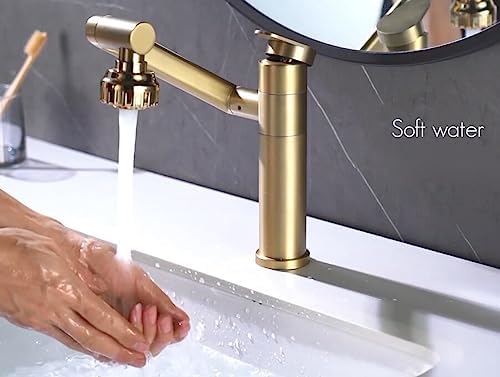 Bathroom Sink Faucet Champagne Gold 1080 Degree Swivel Lavatory Basin - Image 5