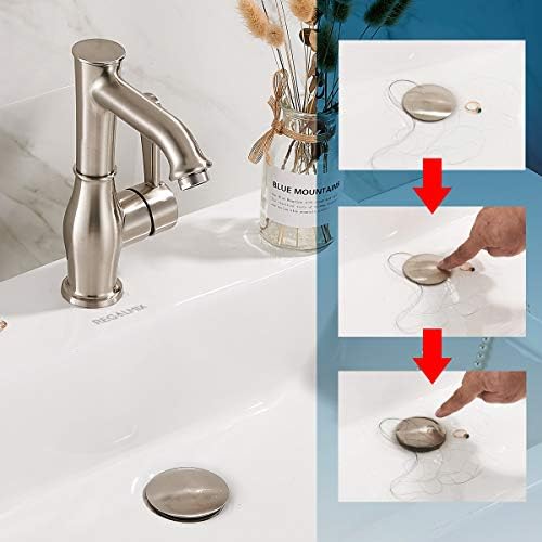 REGALMIX Bathroom Sink Drain Stopper Without Overflow, Pop Up Drain with Detachable Hair Catcher for Lavatory Vanity Vessel Sink, Brushed Nickel 2 Pack, RM082B-P2 - Image 5