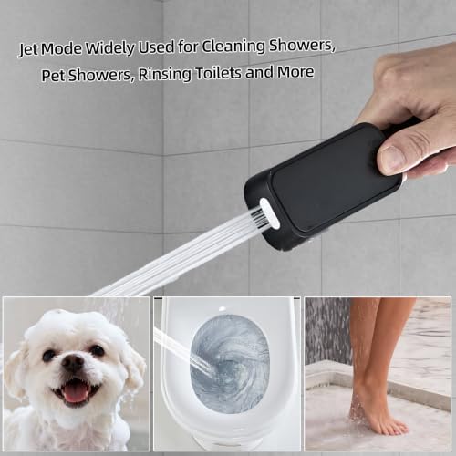 Matte Black High Pressure Handheld Shower Head, Wide Face Hand Held Showerhead with Hose and Bracket, Built-in Power Wash Jet Spray, Detachable Shower Head Set - Image 4