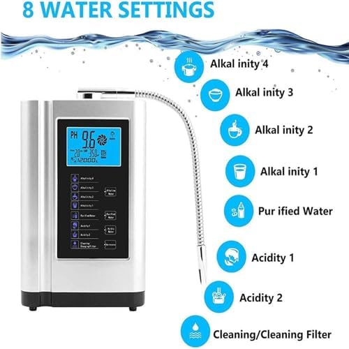 Water Ionizer and Water Purifier Machine,Best Home Alkaline Water Filtration System,PH 3.5-10.5 Alkaline Acid Water Machine, 7 Water Settings,Auto-Cleaning,Intelligent Voice,Silver - Image 2