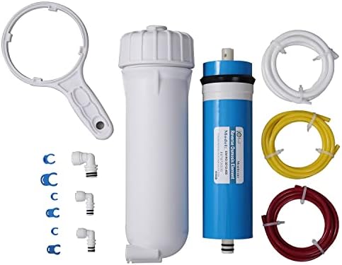 Huining 3012-400GPD Reverse Osmosis Membrane Housing Kit with 3/8 1/4 Quick Connector,Water Pipe,Wrench Whole Set Compatible with Residential Household Water Filtration System by HUINING