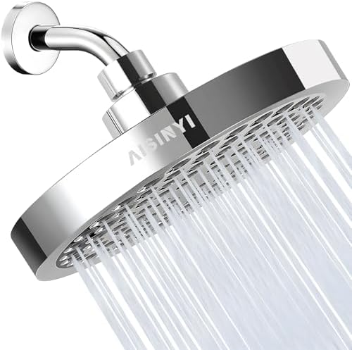6" Rain Shower Head & 6" Shower Arm, Luxury Polished Chrome Finish by AISINYI