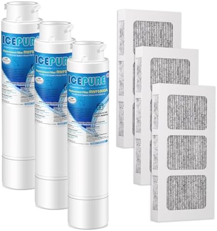 ICEPURE RWF5800A Refrigerator Water Filter and Air Filter Replacement for Frigidaire EPTWFU01, EWF02, Pure Source Ultra II, PureSource Ultra 2, SCWFTCTO, GP006 EPTWFUO1 MR022 JO22 BO022 TH-01, 3 Combo by ICEPURE