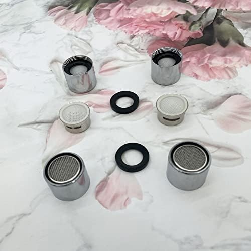 4 Piece Kitchen and Bathroom Faucet Aerators, 2 Pcs Aerator Filter Replacement Parts with Brass Housing 55/64" 22mm Female Bathroom Aerator Faucet Filter with Washer for Kitchen and Bathroom - Image 6